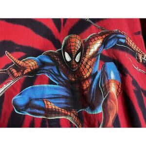 VINTAGE UNIVERSAL STUDIOS MARVEL SPIDERMAN BLACK RED TIE DYE SHIRT 3XL
